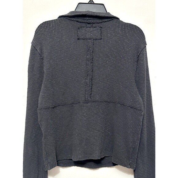 Free People Women's Thermal Quarter-Zip Long Sleeve Shirt Top Grey Gray Small - Picture 4 of 5
